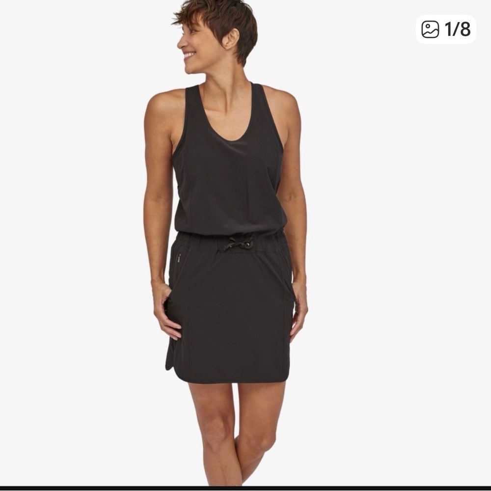 Patagonia Lg.Black Sleeveless Moisture-wick Dress cross/cross back.